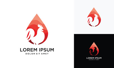 Obraz premium Water drop and rooster logo design inspiration