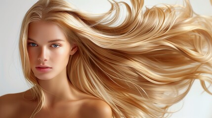eauty portrait blonde woman long smooth hair elegance fashion hairstyle model gorgeous lady