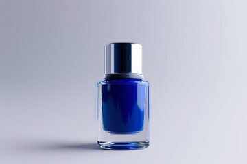 bottle of royal blue nail polish on plain white background from Generative AI 