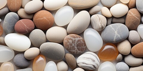 A detailed view of a collection of rocks and pebbles