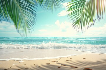 Obraz premium A scenic view of the ocean from a sandy beach, perfect for travel or vacation photography
