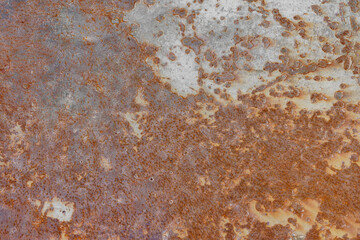 Red rusted metal, grunge distressed metallic surface texture background. Aged damaged corrosive wall, abstract background, wallparer, backdrop