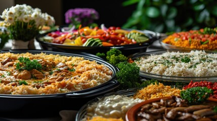 Fototapeta premium Platter with various dishes and snacks