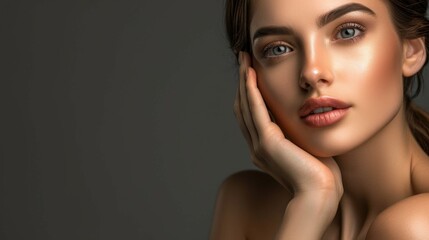 A young woman sitting with her hands on her face, looking thoughtful