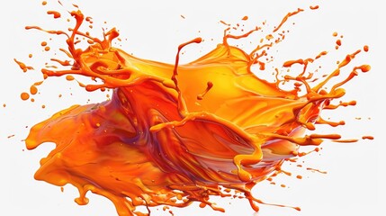 A splash of orange juice on a white background