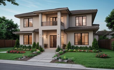 modern house with garden