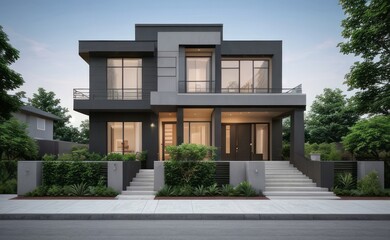 modern house with garden