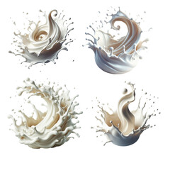 Obraz premium Set of Milk splash on a white background