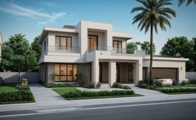 A Contemporary Dwelling with Stylish Architecture, Beautiful Exterior Design, and a Serene Garden Setting. Perfect Family Home in a Residential Neighborhood, Featuring Thoughtful Construction	