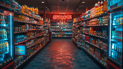 Fototapeta premium many goods on shelves in a store,generative ai