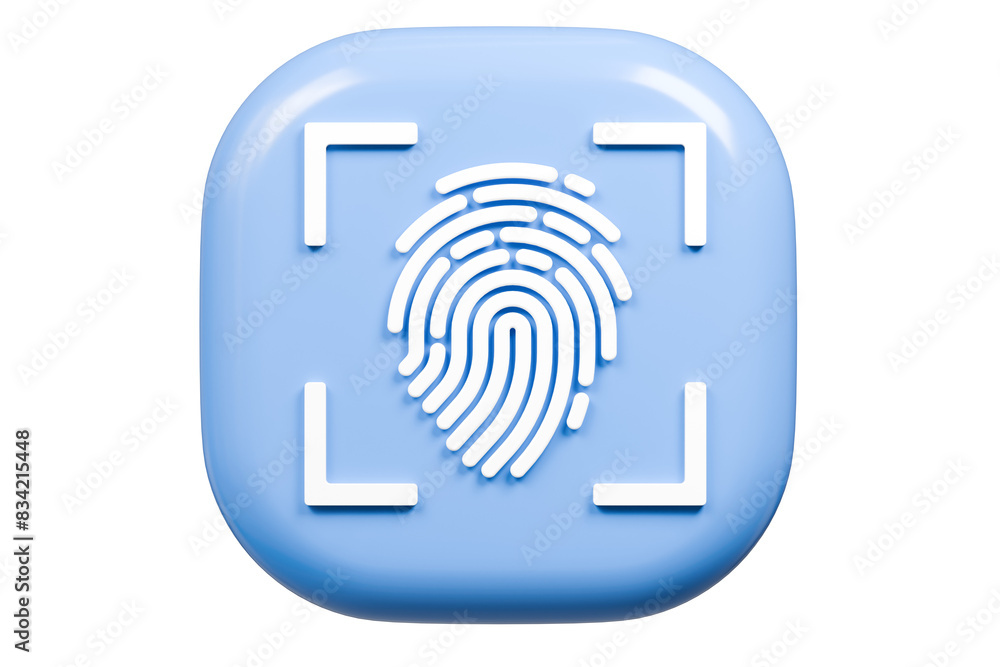 Poster 3d protection scan fingerprint icon. biometric verification. touch id fingerprint. minimal fingerpri