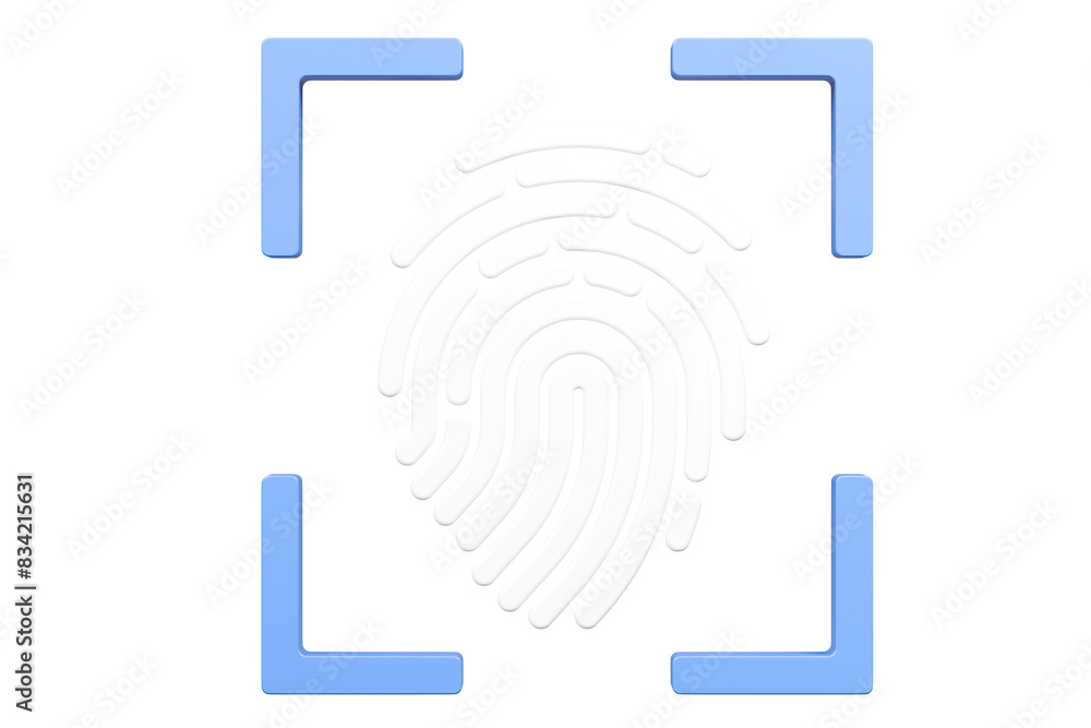 Poster 3d protection scan fingerprint icon. biometric verification. touch id fingerprint. minimal fingerpri