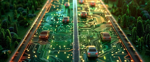 Smart City Road mit autonomen Fahrzeugen
