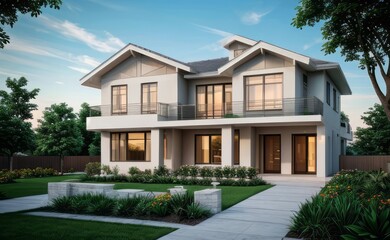 A Contemporary Dwelling with Stylish Architecture, Beautiful Exterior Design, and a Serene Garden Setting. Perfect Family Home in a Residential Neighborhood, Featuring Thoughtful Construction	