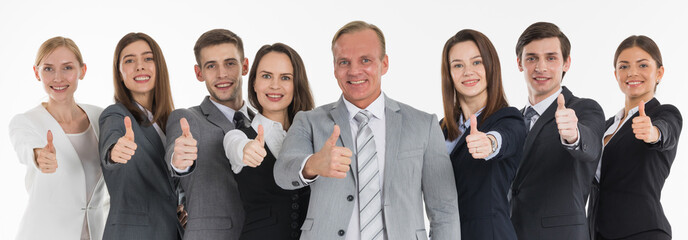 meeting of businessmen in studio on white background