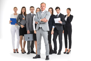 Fototapeta premium meeting of businessmen in studio on white background