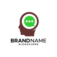 Chat Mind Icon Logo Design Template Illustration Vector