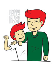 Father's Day poster or banner template with hat,necktie and gift box on white background.Greetings and presents for Father's Day in flat lay styling.Promotion and shopping template for love dad