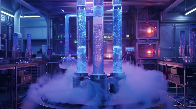 Cryogenics and cold science lab with frozen specimens