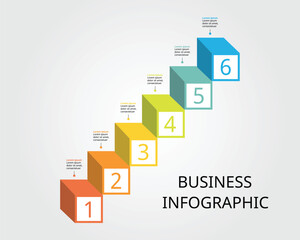 square chart step template for infographic for presentation for 6 element