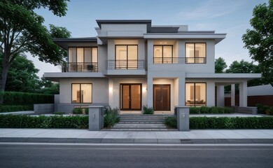 A Contemporary Dwelling with Stylish Architecture, Beautiful Exterior Design, and a Serene Garden Setting. Perfect Family Home in a Residential Neighborhood, Featuring Thoughtful Construction	