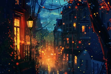 lights in the night city scene 