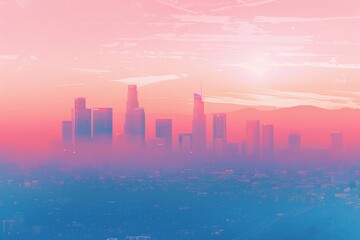 From top to bottom, the picture has a pink sky, orange, and white gradient background
