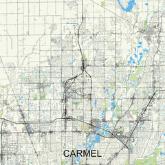 Naklejka premium Carmel, Indiana, United States map poster art