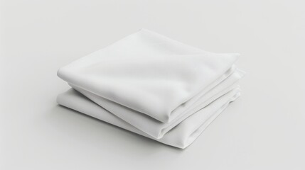 Naklejka premium white linen napkins on top of each other. The background is pure and simple white