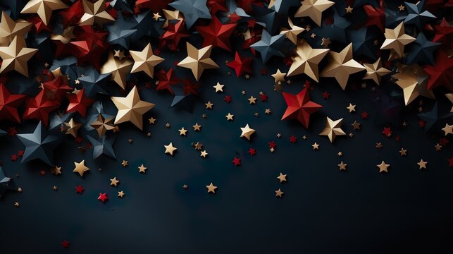 Happy President's Day design backdrop with dark blue USA flag, stars and stripes