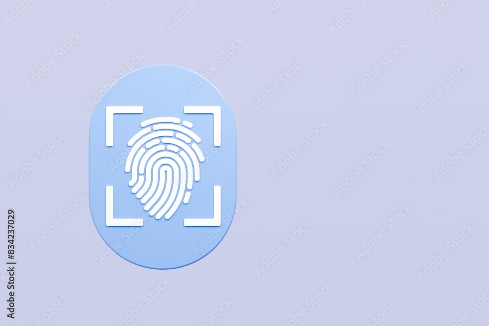 Poster 3d protection scan fingerprint icon. biometric verification. touch id fingerprint. minimal fingerpri