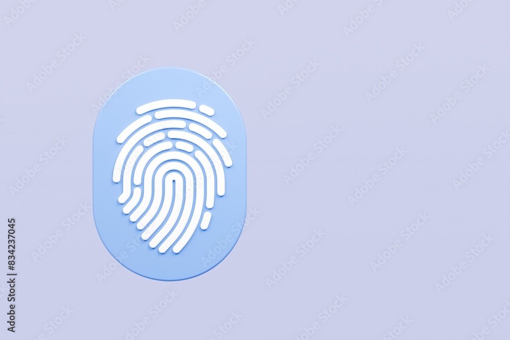 Poster 3d protection fingerprint icon. biometric verification. touch id fingerprint. minimal fingerprint sc