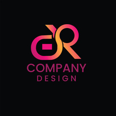 Abstract symbol of the letters R + O with a black gradient background