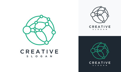 Global technology vector logo icon template with connection concept	