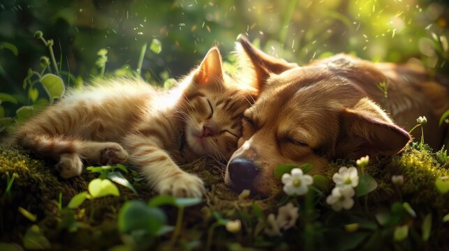Cat and dog high definition images with nature background for pet lovers