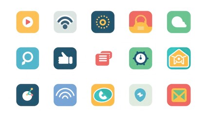 Fototapeta premium interconnected world of social media with vibrant icons representing communication, connectivity, and networking in this dynamic illustration. 