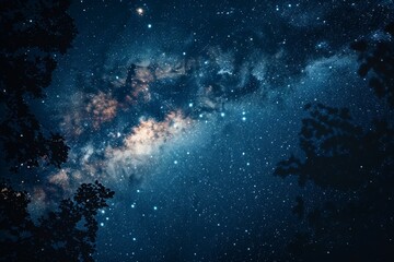 Fototapeta premium Night sky long exposure starts nebulas galaxy milky way dark starry space astronomy photography loneliness beauty of nature inspiration feeling mystery glowing infinity moons planets relax exploration