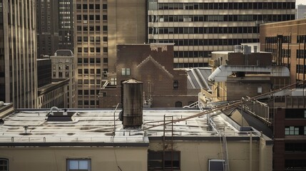 Fototapeta premium Rooftop Views: Photos taken from rooftops, showing cityscapes, skylines, or architectural perspectives. 