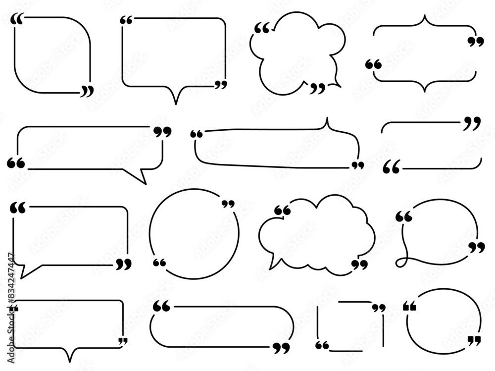 Poster elegant speech bubble collection with quotation marks