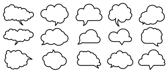 Set of Cloud-Shaped Speech Bubble Outlines