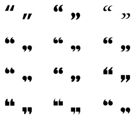 A collection of black quotation marks in different styles