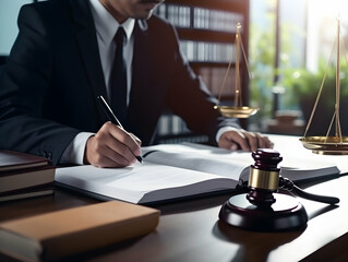 Concepts of Law and Legal services, Business person and lawyers discussing contract papers in office. Law, legal services, advice, Justice concept. attorney and legal law support