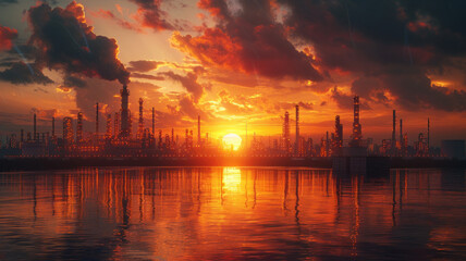 Naklejka premium oil manufacturing company yard, generative ai