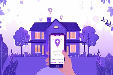 Illustration of a person using a smartphone to control smart home devices, emphasizing the ease of digital connectivity and modern technology in residential settings