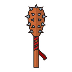 Colored mace medieval weapon icon Vector