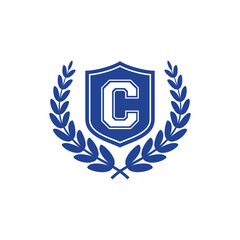  Letter C Inside Shield and Laurel wreath Logo 001