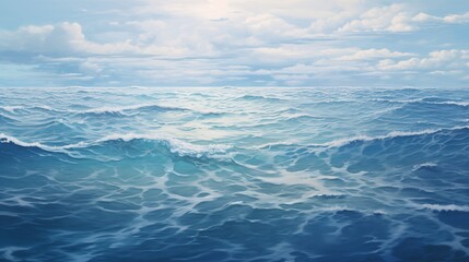 Fototapeta premium A Beautiful View of the Open Ocean with Rolling Waves and a Blue Sky