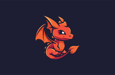 Dragon cute logo design template vector illustration