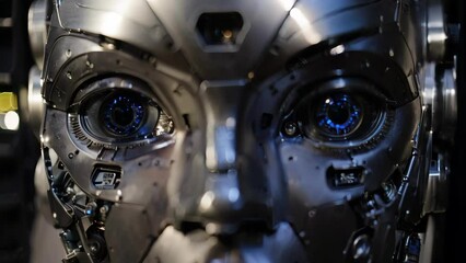 Close Up of a Realistic Robot Face morphing