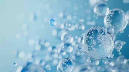 Drops of glycerin gracefully float in the water.